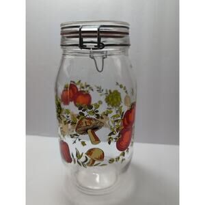 Vintage 70s Glass Storage Jar Made in FRANCE MUSHROOM Cottage Core 2 Litre ECU